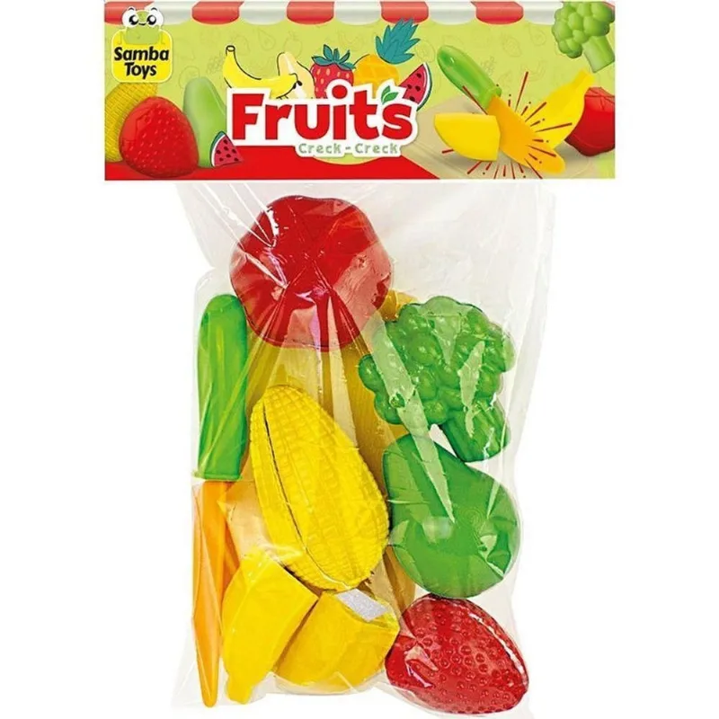 Kit Brinquedo Frutinhas Crec-crec com Tábua Brincando de Casinha Solapa Samba Toys