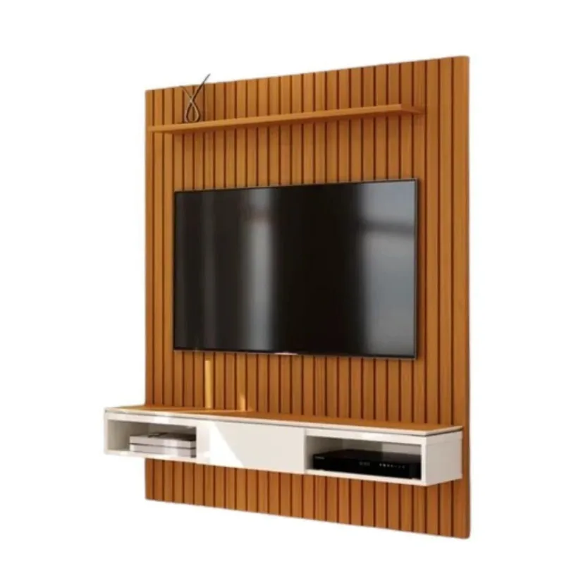 Painel Home com Nicho Master 135CM MDP Cedro e Off White EDN Móveis