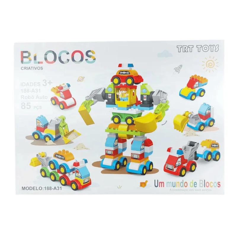 Bloco De Montar Criativo Carros 85 Peças