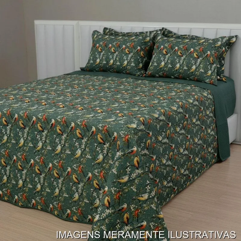 Kit Colcha Queen Habitat 3 Peças Pássaros 240x260cm (MP) - HABITAT