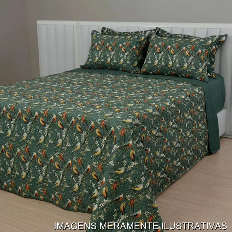 Kit Colcha King Habitat 3 Peças Pássaros 260x280cm (MP) - HABITAT