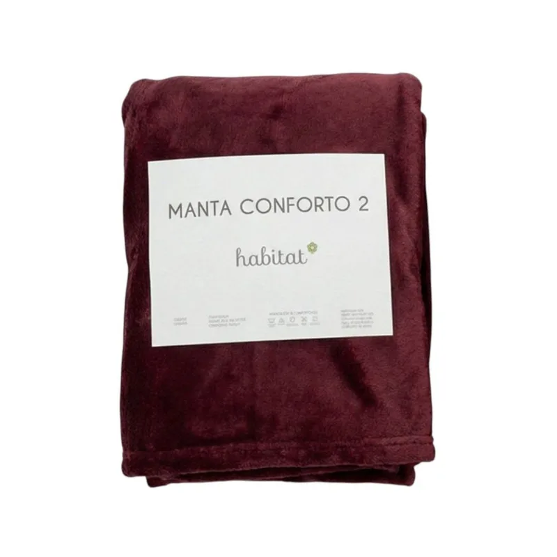 Manta Casal Habitat Conforto 2 200x220cm Vinho (MP) - HABITAT
