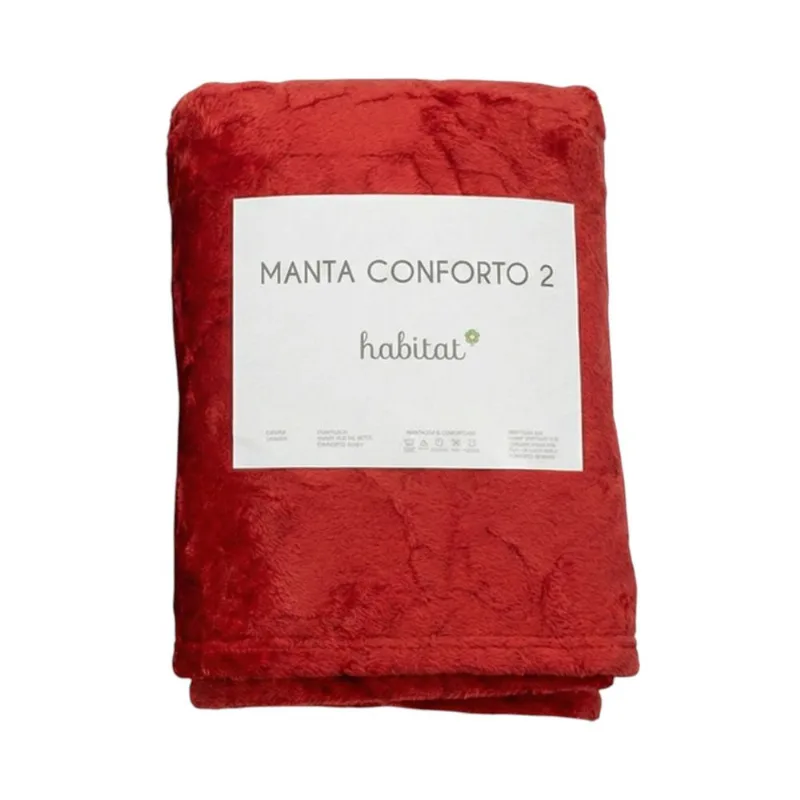 Manta Casal Habitat Conforto 2 200x220cm Vermelha (MP) - HABITAT