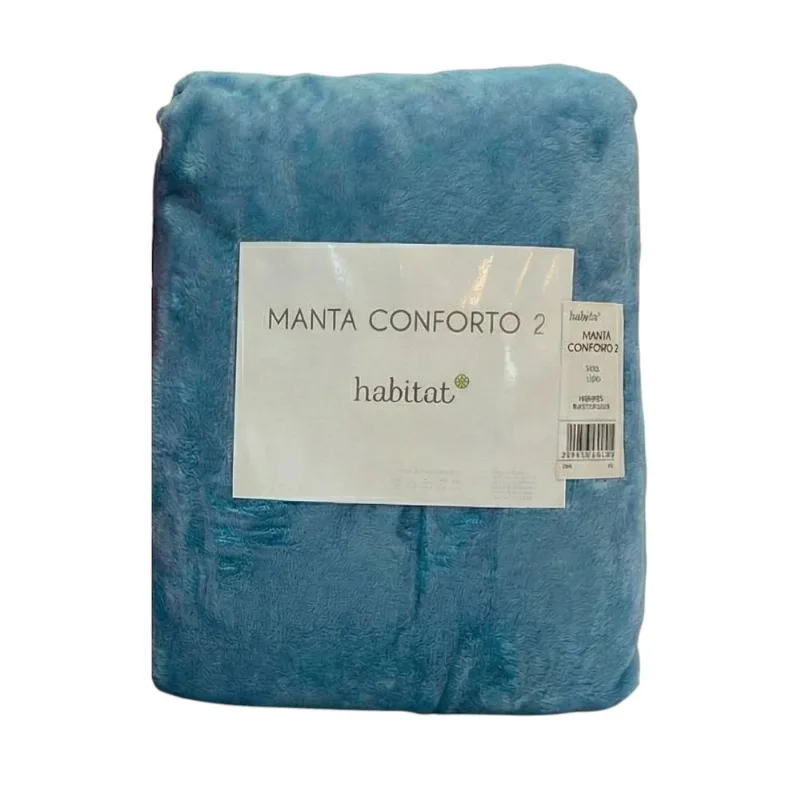 Manta King Habitat Conforto 2 240x260cm Azul (MP) - HABITAT