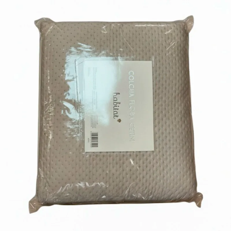 Kit Colcha Casal Habitat 3 Peças Flora Cetim Bege 180x240cm (MP)