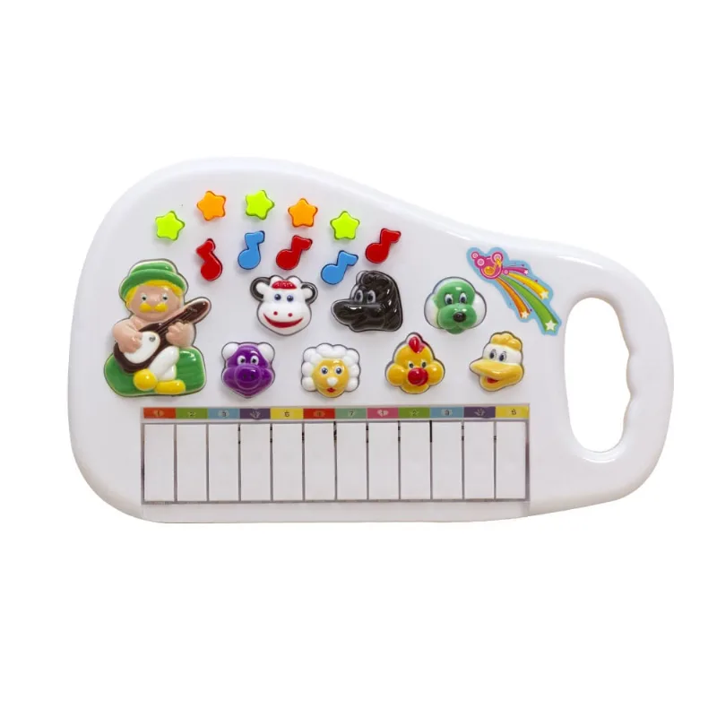 Piano Infantil Teclado Musical Educativo Animais Cor Branco