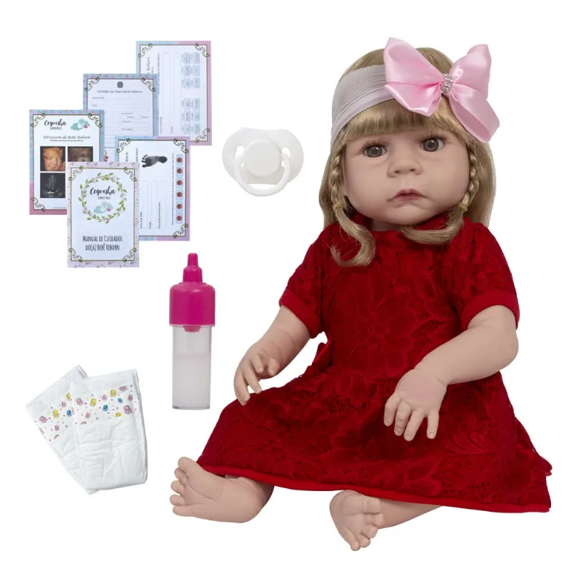Bebe Reborn Abigail Loira Olhos Castanhos Kit Completo