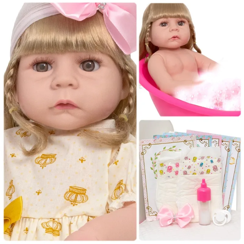 Boneca Reborn Abigail Recém Nascida Com Vários Acessórios