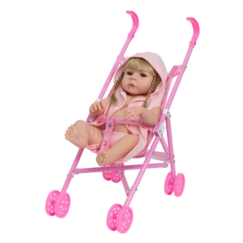 Bebê Estilo Reborn Loira Completa 14 Itens Carrinho
