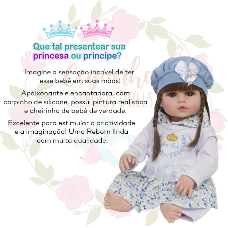 Bebe Tipo Reborn Silicone Bolsa Kit 20 Itens Pode Dar Banho