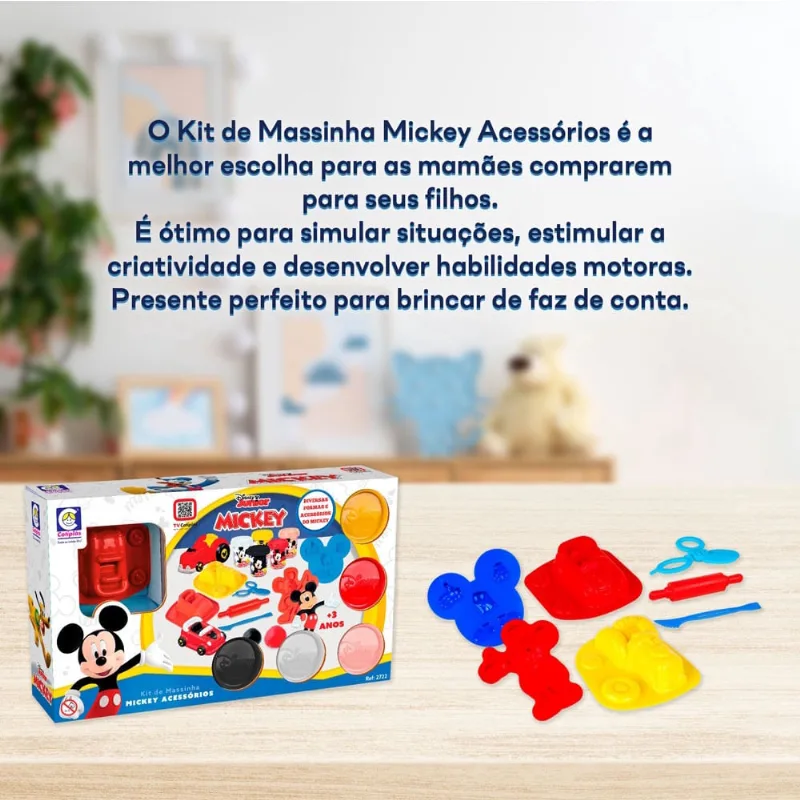 Kit Massinha de Modelar Infantil Disney Mickey 2722 Cotiplás