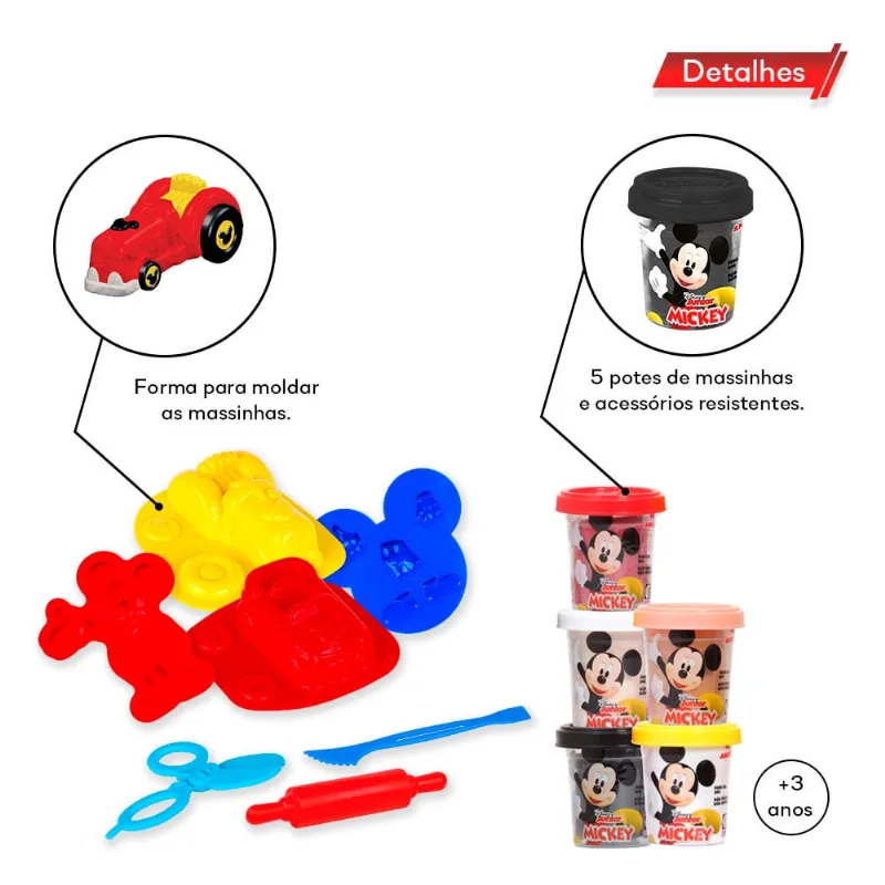 Kit Massinha De Modelar Infantil Escolar Mickey Divertido