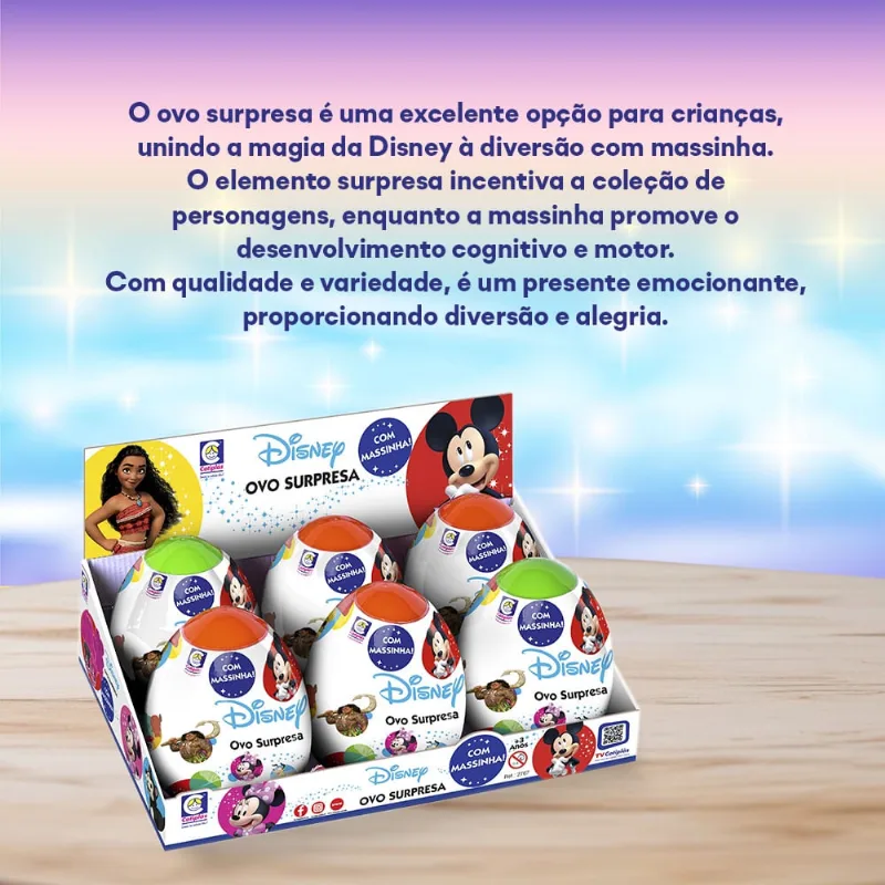 Ovo Surpresa Disney Massinha Para Modelar Infantil 4 Itens
