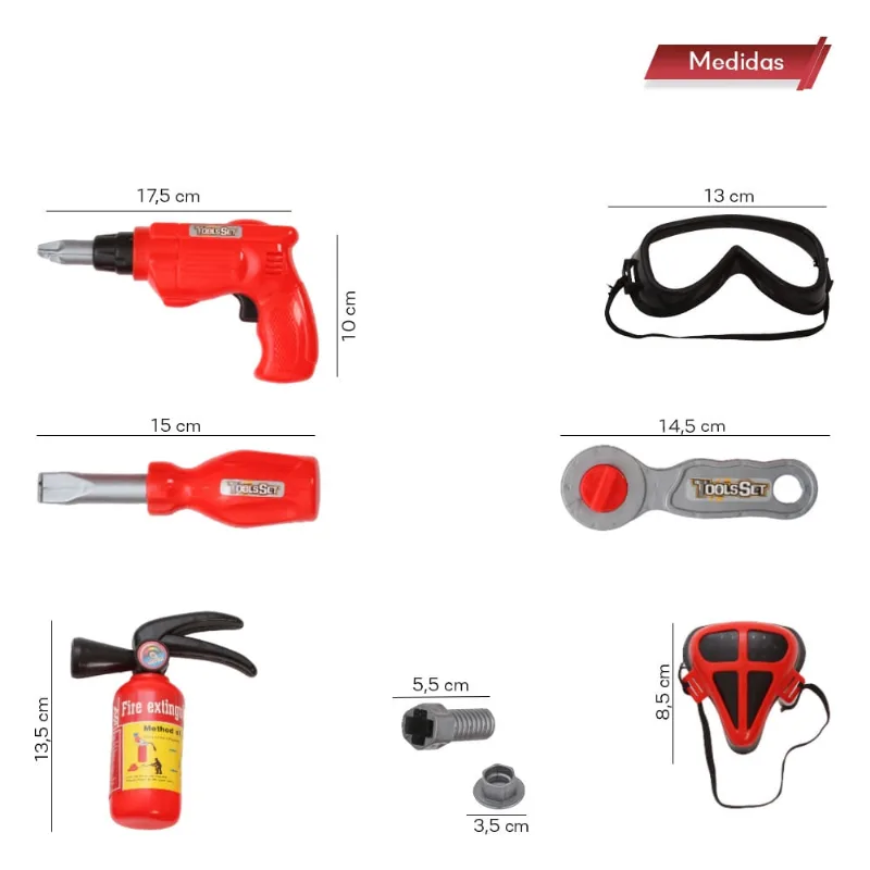 Kit Ferramenta Infantil Carpinteiro Engenheiro Mecânico