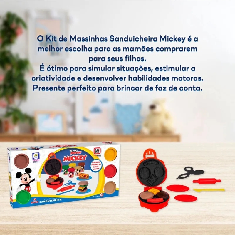 Kit De Massinha Infantil Do Mickey Sanduicheira Divertida