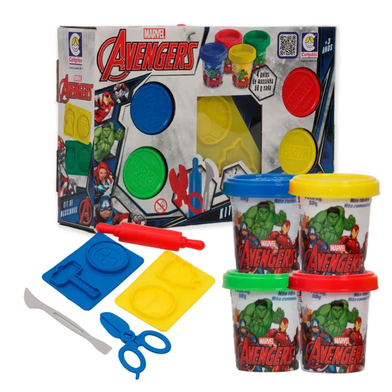 Conjunto Massinha De Modelar Plaquinha Avengers 2 Moldes