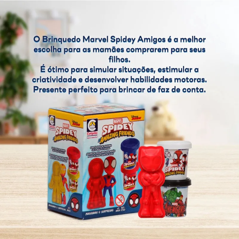 Brinquedo Massinha Marvel Spidey Amigos Surprise Cotiplás