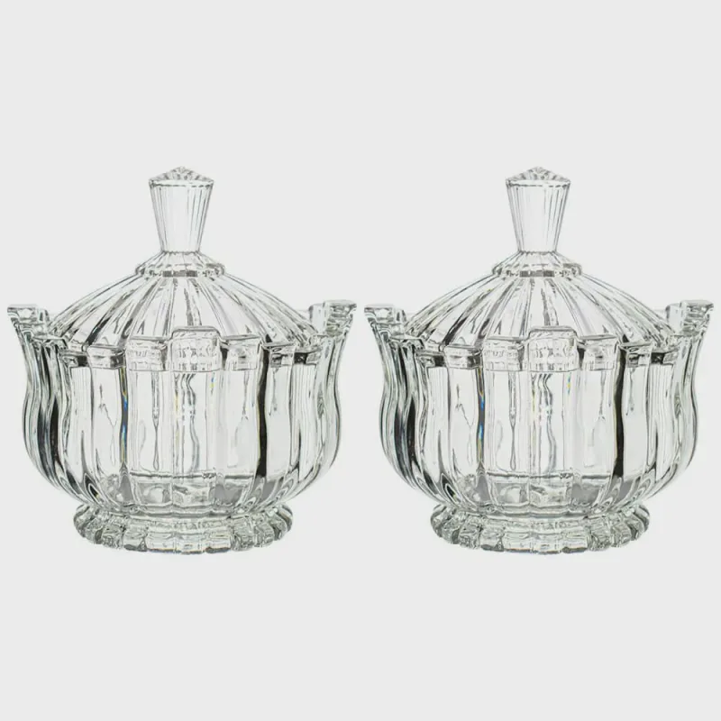 Bomboniere Baleiro em Vidro Milan Transparente 2 peças 900mL - Casambiente - Casambiente