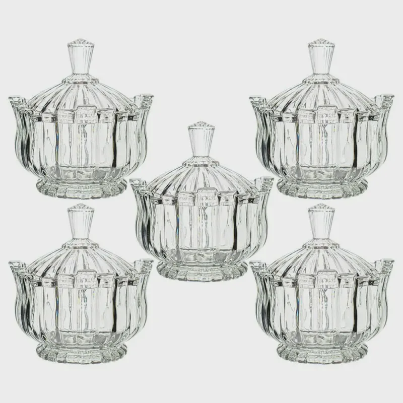 Bomboniere Baleiro em Vidro Milan Transparente 5 peças 900mL - Casambiente - Casambiente