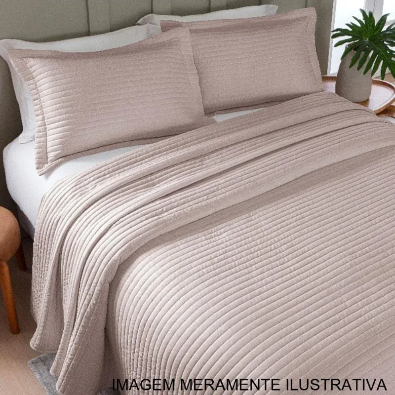 Kit Colcha Casal 3 Peças Adomes Bordado Aurora Rose (MP)