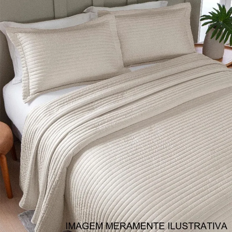 Kit Colcha Queen 3 Peças Adomes Bordado Aurora Taupe (MP)