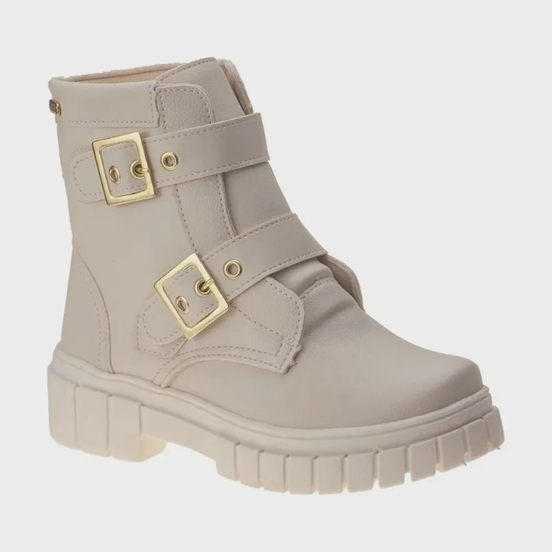 Bota Coturno Infantil Gloss Off White Unipasso 305-02-187