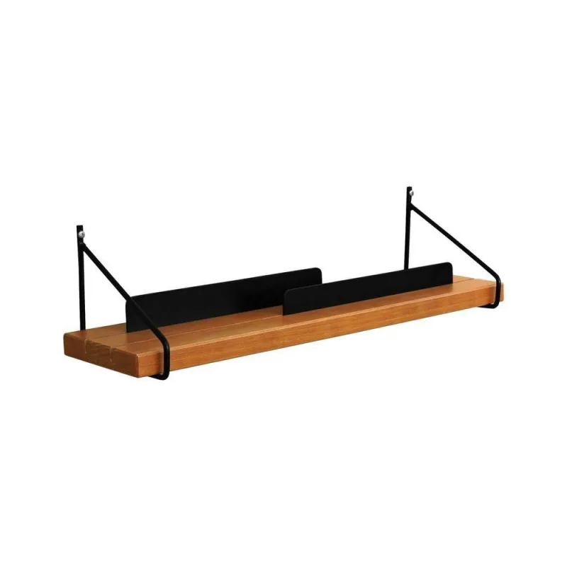 Prateleira-porta Livros Com Metal E Madeira Ou Mdf Life Amêndoa-preto - Decorise