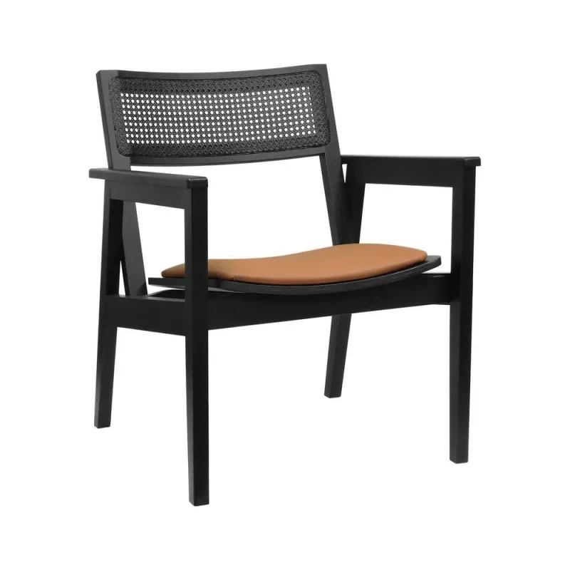Poltrona Gusty com Encosto Telinha Assento Anatômico Couro Sintético Confortável Caramelo Decorise - Decorise