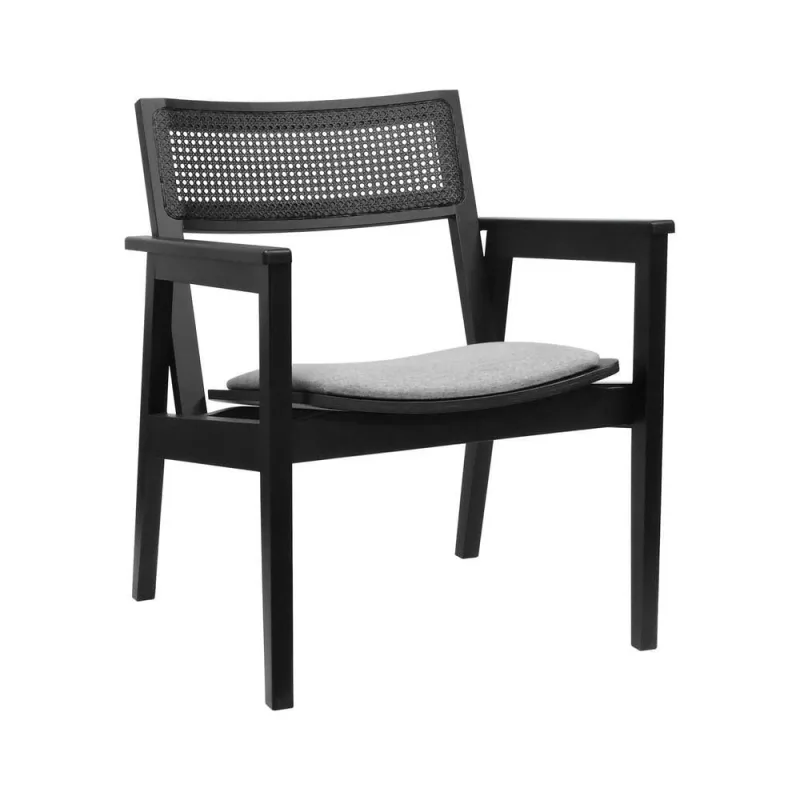 Poltrona Gusty com Encosto Telinha Assento Anatômico Linho Cinza Mescla Impermeável Preto Decorise - Decorise - Agro