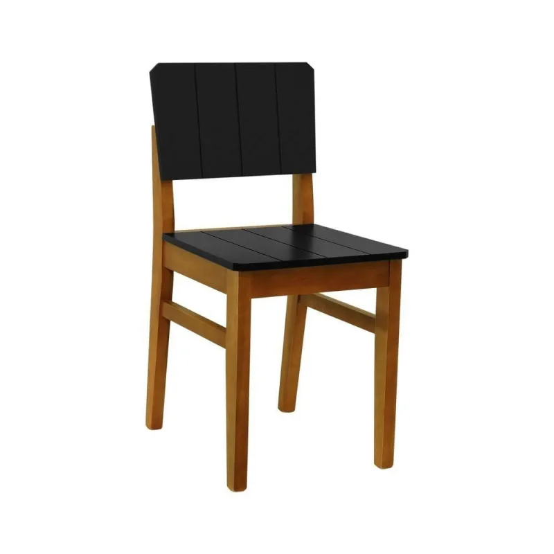 Cadeira Linhas Estrutura Madeira Maciça Encosto MDF Laqueado Assento Laqueado Amêndoa Decorise - Decorise