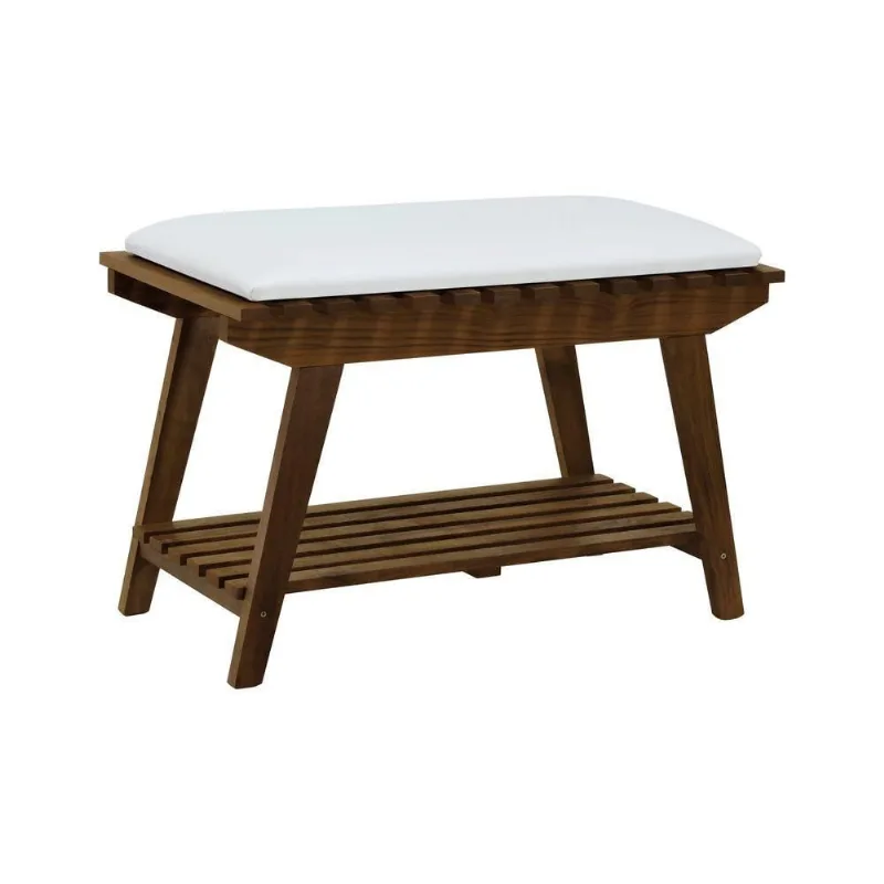 Banco Sapateira Summer 1 Prateleira 70CM Madeira Maciça Imbuia Bege Decorise
