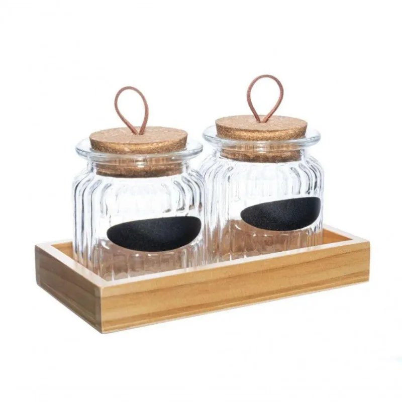 Conjunto 2 Porta Mantimentos Com Tampa E Suporte 260 Ml Lyor