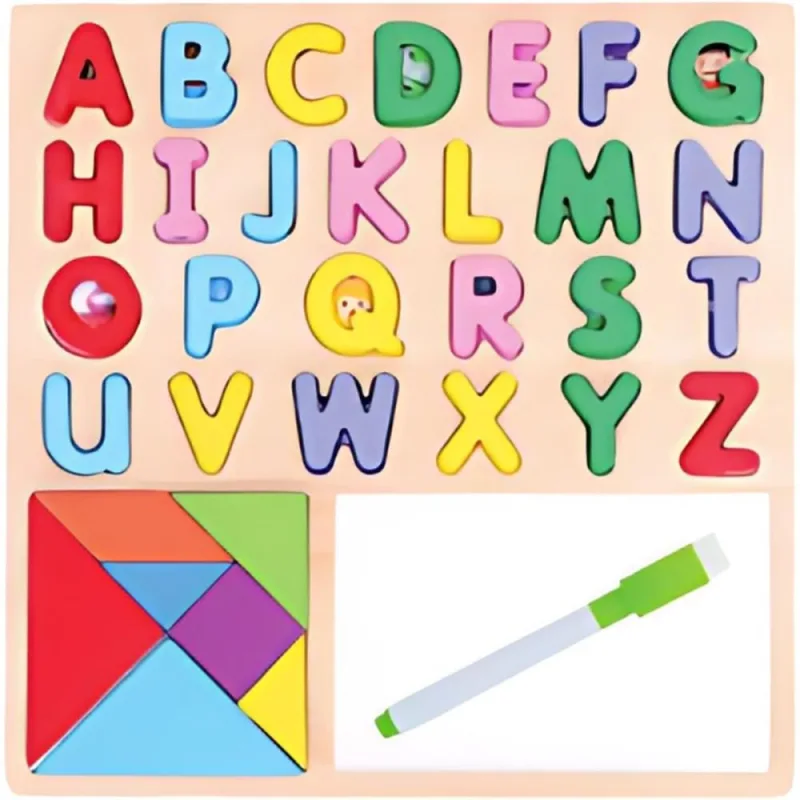 Brinquedo Pedagogico Madeira Encaixe e Quadro Branco 30X30 - Toy Mix - Brinquedos
