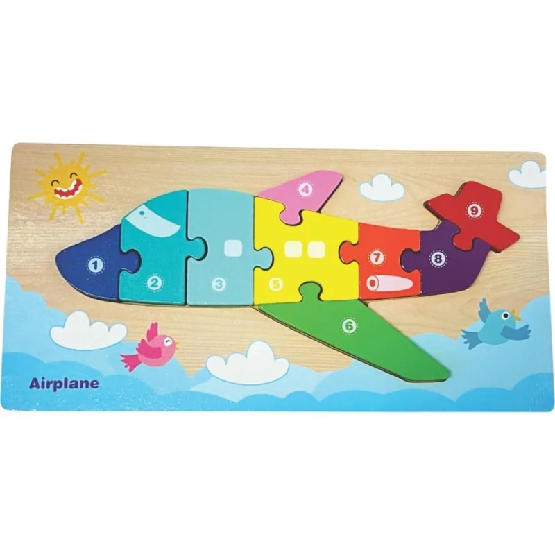 QUEBRA-CABECA Madeira Aviao 1 Base 9 Pecas - Toy Mix