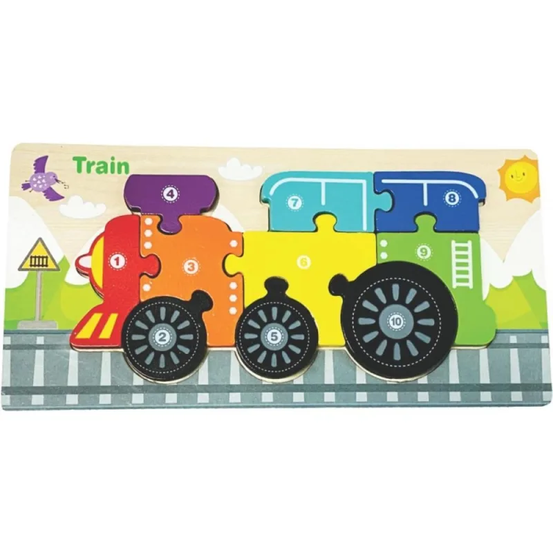QUEBRA-CABECA Madeira TREM 1 Base 10 Pecas - Toy Mix