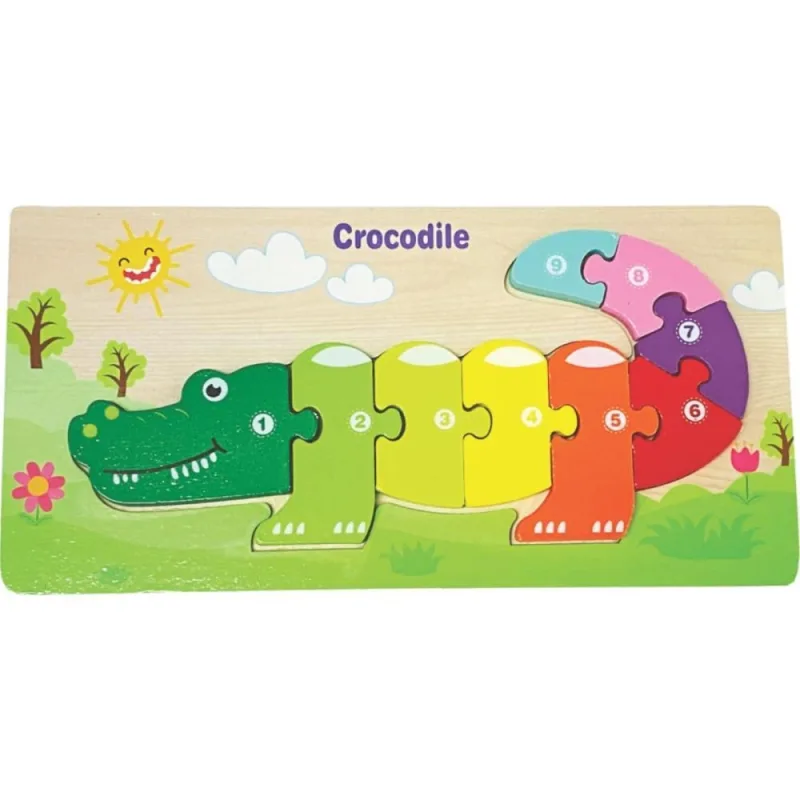 QUEBRA-CABECA Madeira Crocodilo 1 Base 9 Pecas - Toy Mix