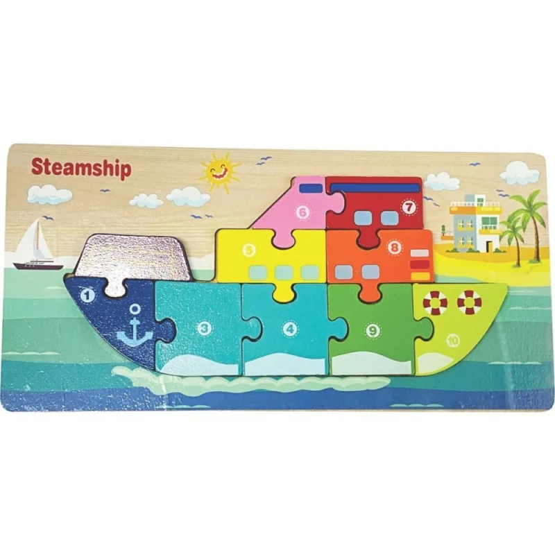 QUEBRA-CABECA Madeira Barco 1 Base 10 Pecas - Toy Mix