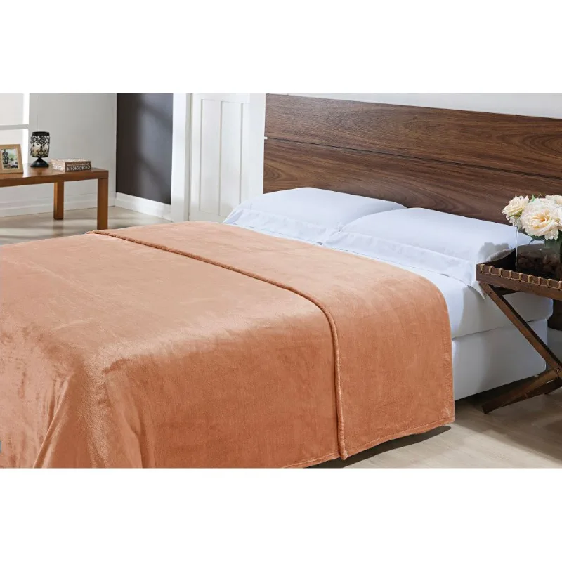 Cobertor Toque de Seda Nc 1,80x2,20 Pessego/unico
