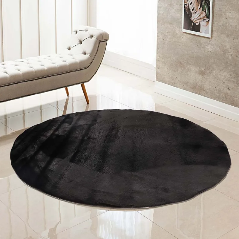 Tapete Pele Albany 2,00 Redondo Unico/preto