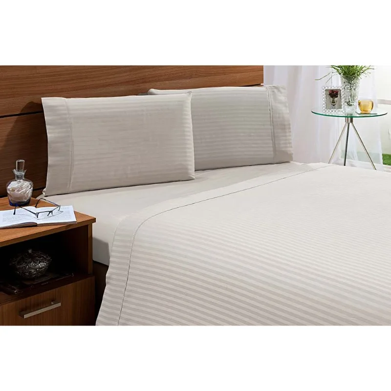 Jogo Cama Stripe 300 F Casal Manteiga/unico