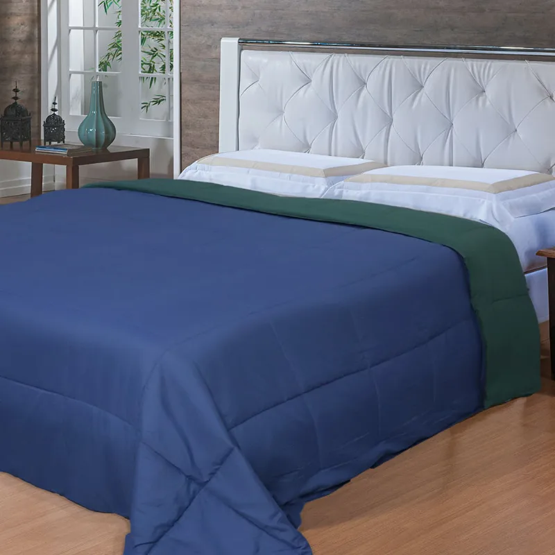 Edredom Roma Dupla Face 2,20x 2,40 Verde/azul