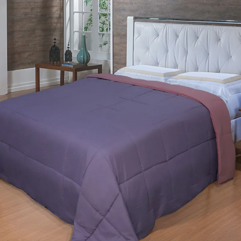 Edredom Roma Dupla Face 2,40x 2,60 Rose/lilas