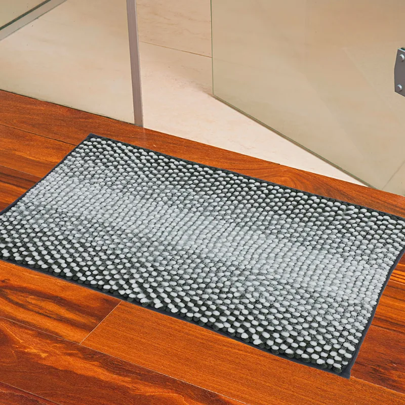 Tapete Banheiro Shaggy Degrade 0,40 X 0,60 Chumbo/unico
