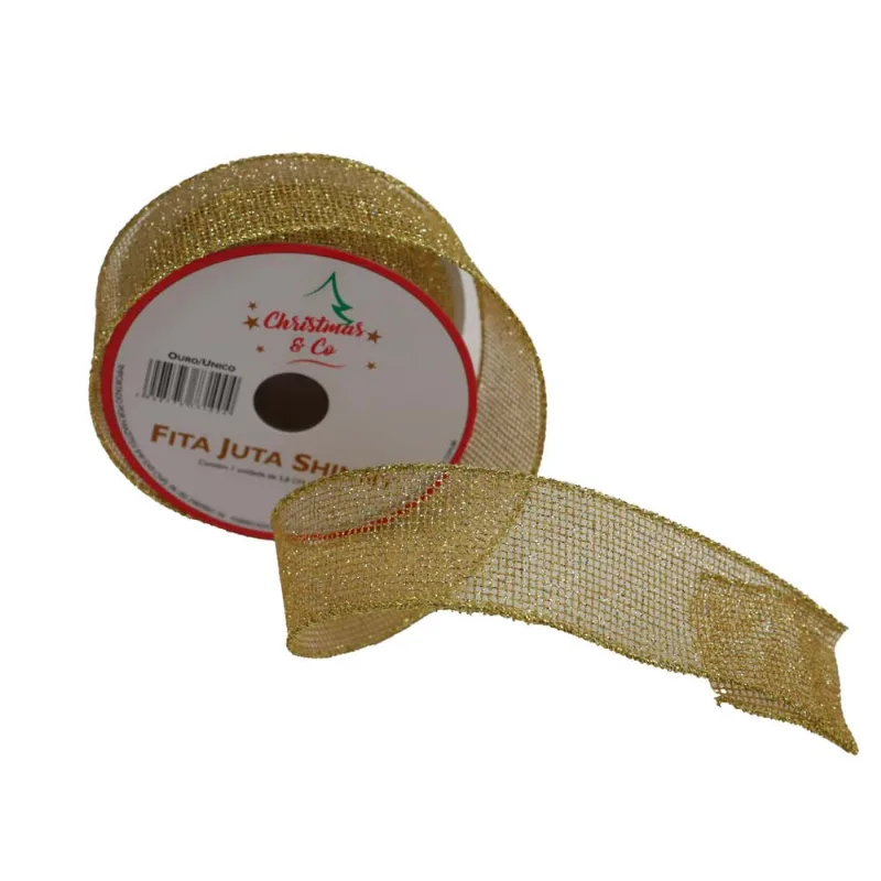 Fita Juta Shinny 3,8cm X 9,14m Ouro/unico