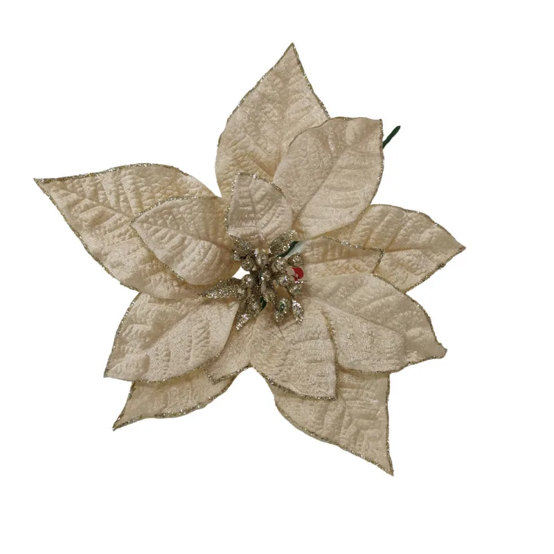 Enfeite Decorativo Flor Ghandi 23cm Champanhe/unico