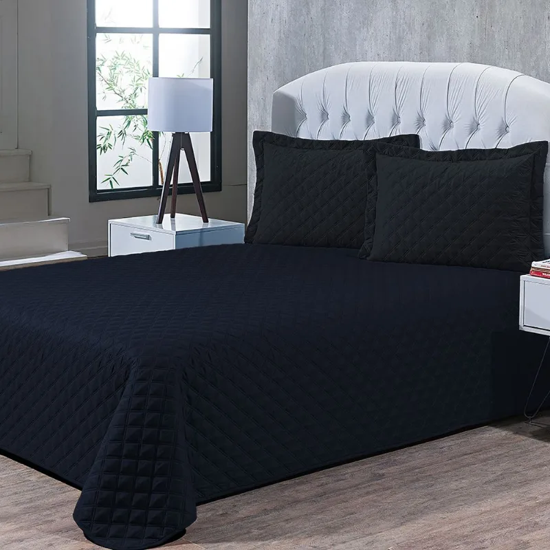 Colcha Sicilia 1,60 X 2,40 Solteiro Preto/unico