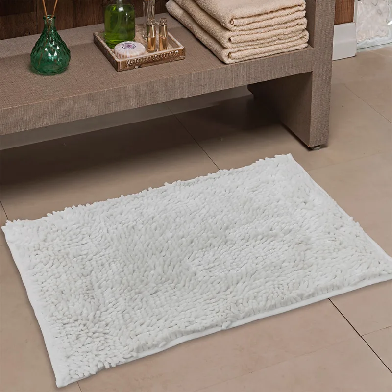 Tapete Banheiro Shaggy Prime 0,40x 0,60 Branco/unico