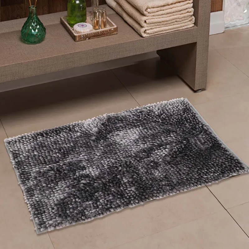 Tapete Banheiro Shaggy Prime 0,40x 0,60 Chumbo/unico