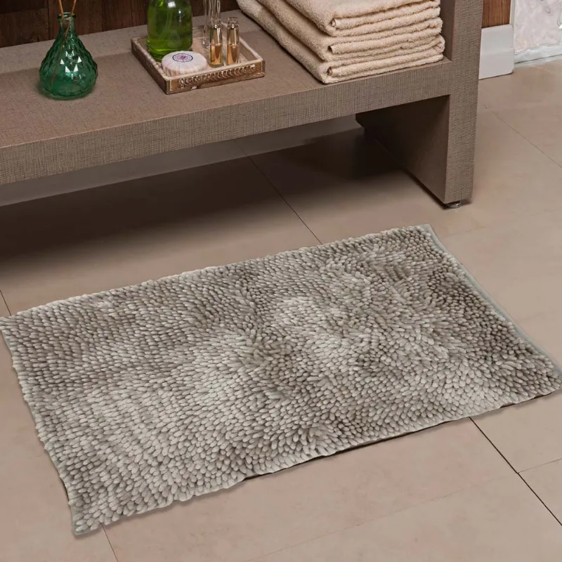Tapete Banheiro Shaggy Prime 0,40x 0,60 Prata/unico