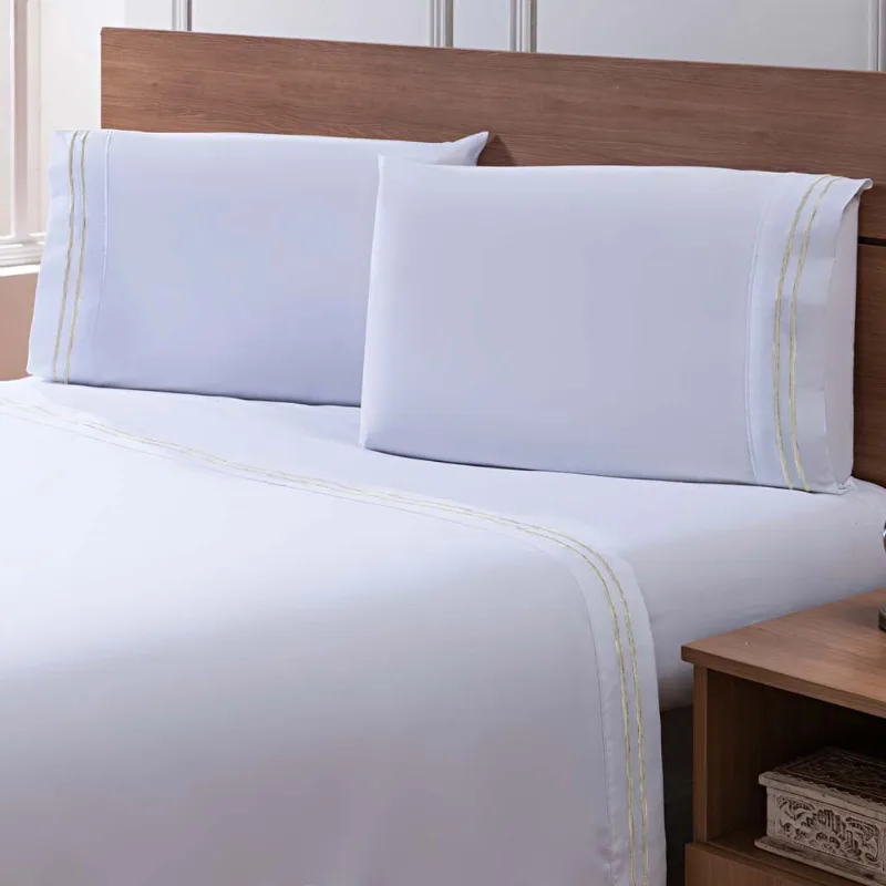Jogo de Cama Percal Soft 300 Basics Queen Marfim/unico